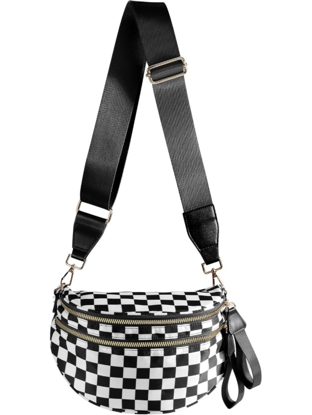 Spacious Checkered Nylon Crossbody Bag Bum Bag Handbags Wallets for Women